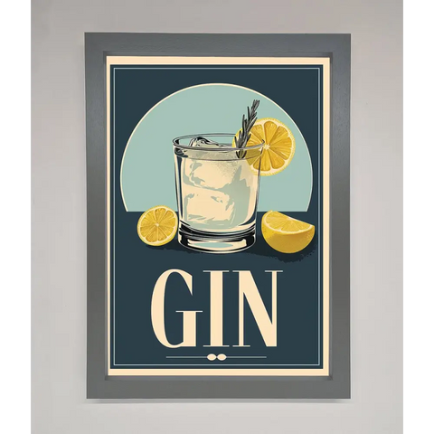 Gin Illustration Framed Poster - A3 (29.7 x 42 cm) / Dark Grey - Framed Print