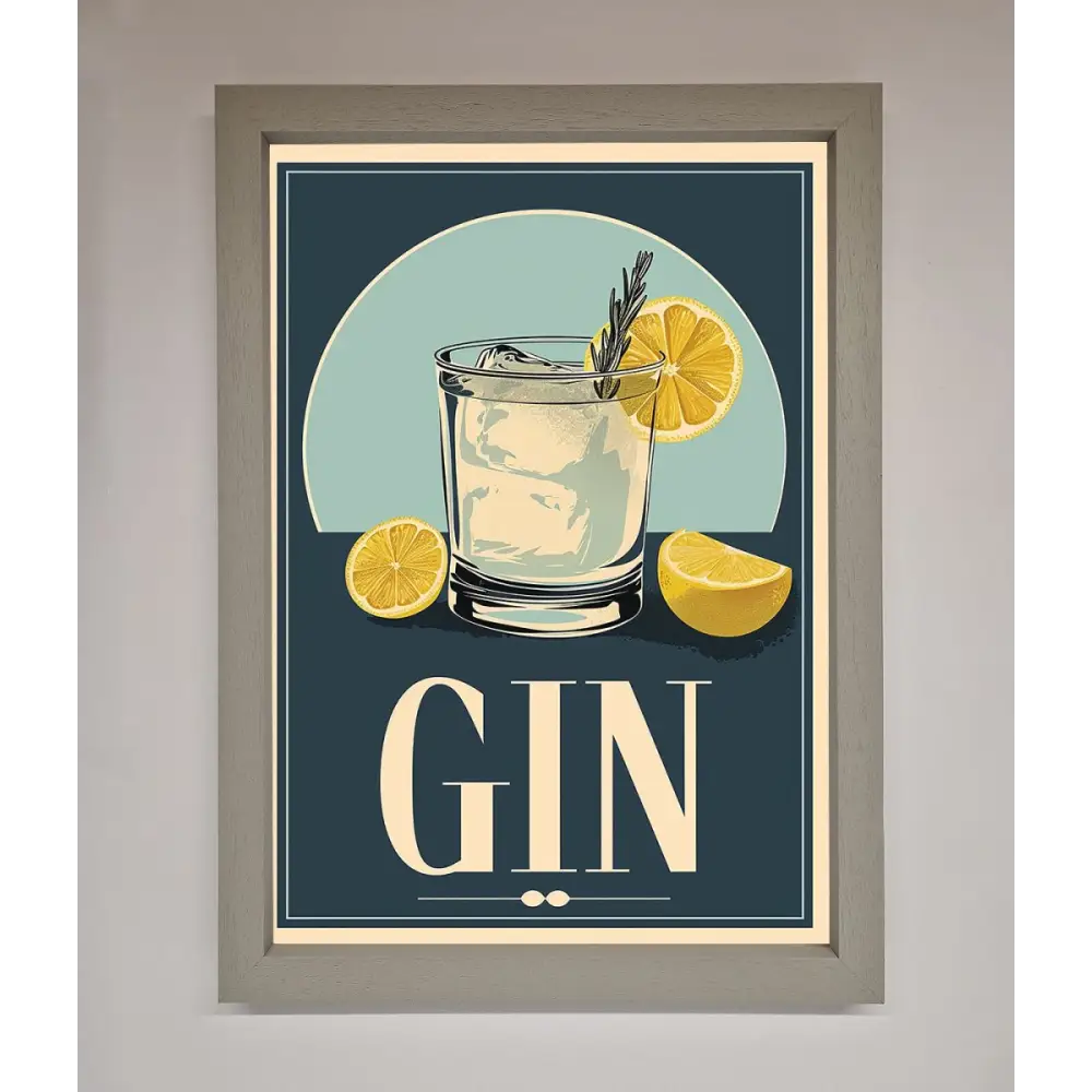 Gin Illustration Framed Poster - A3 (29.7 x 42 cm) / Grey - Framed Print