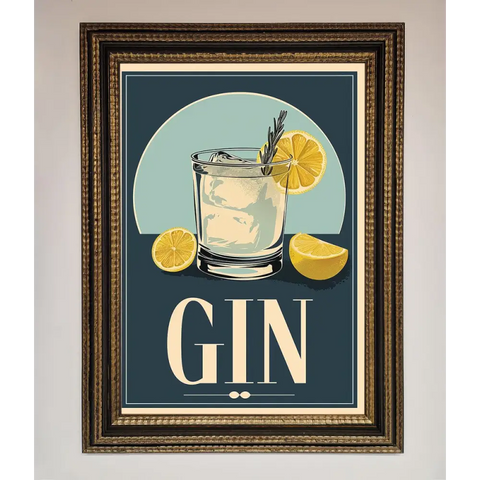 Gin Illustration Framed Poster - A3 (29.7 x 42 cm) / Ornate Gold Black - Framed Print