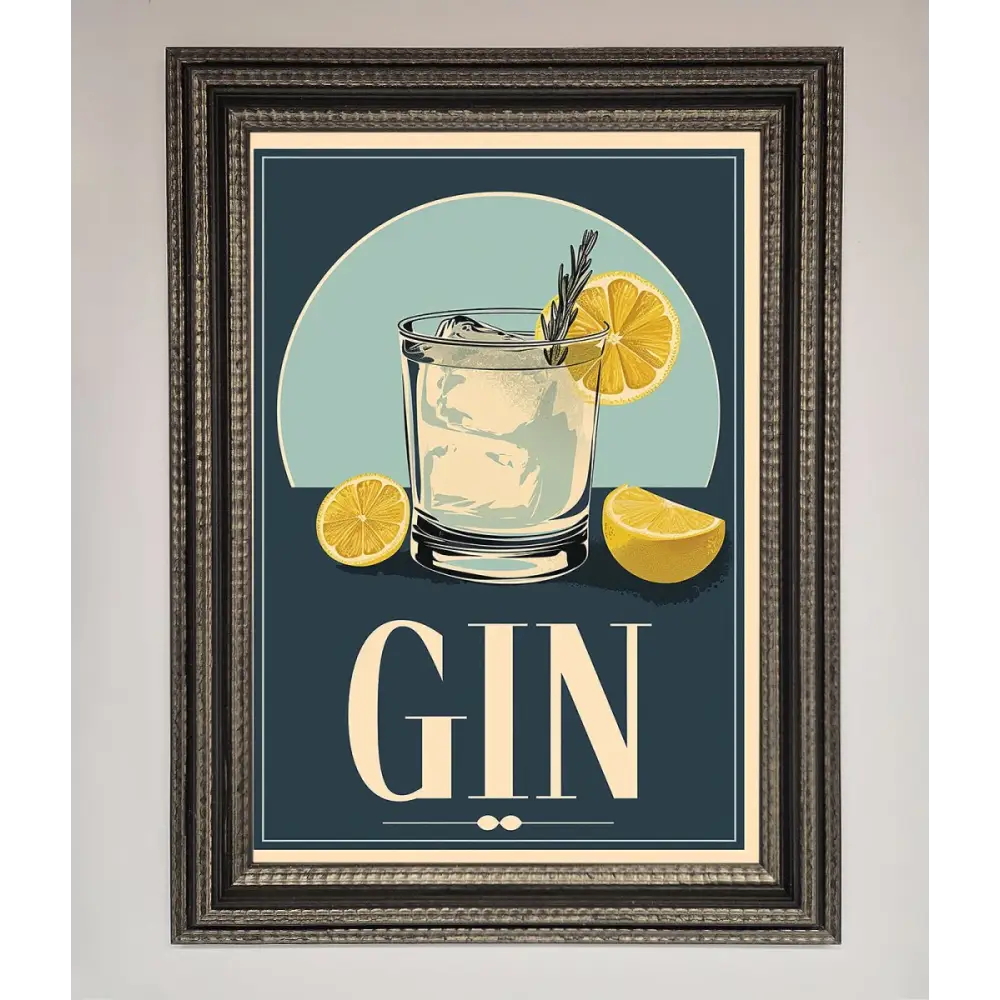 Gin Illustration Framed Poster - A3 (29.7 x 42 cm) / Ornate Silver Black - Framed Print