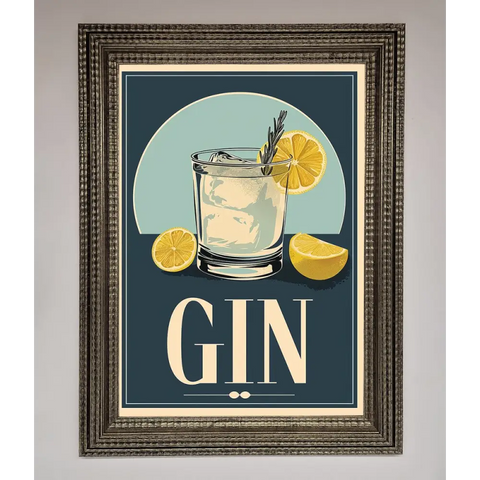 Gin Illustration Framed Poster - A3 (29.7 x 42 cm) / Ornate Silver - Framed Print