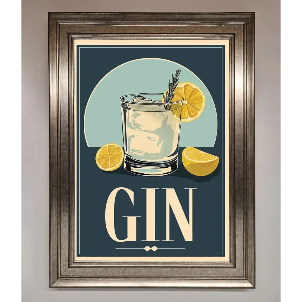 Gin Illustration Framed Poster - A3 (29.7 x 42 cm) / Silver - Framed Print