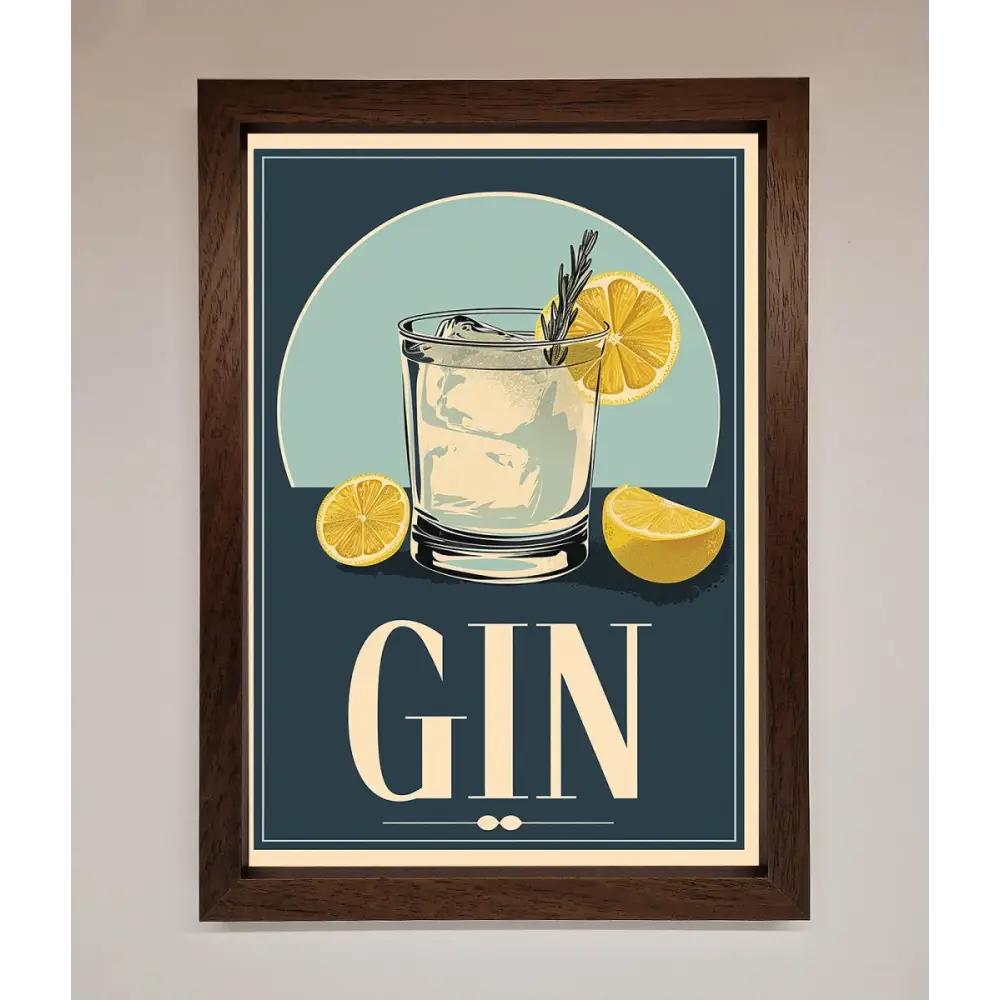 Gin Illustration Framed Poster - A3 (29.7 x 42 cm) / Walnut - Framed Print