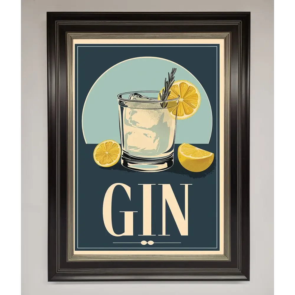 Gin Illustration Framed Poster - B0 (100 x 141 cm) / Black Silver - Framed Print