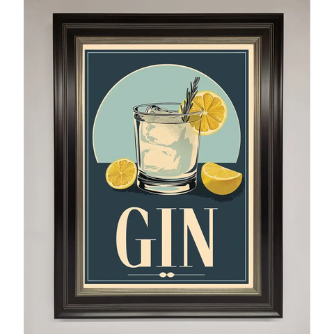 Gin Illustration Framed Poster - B0 (100 x 141 cm) / Black Silver - Framed Print
