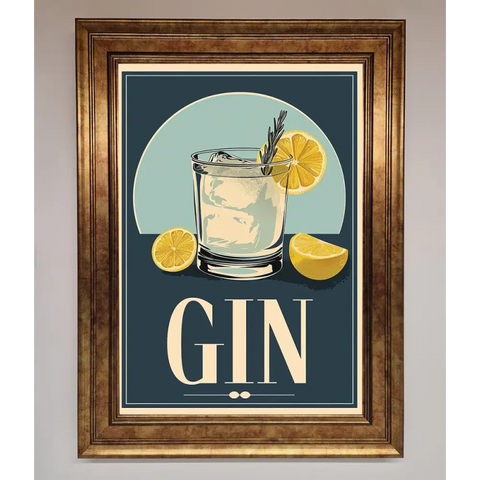 Gin Illustration Framed Poster - B0 (100 x 141 cm) / Bronze - Framed Print