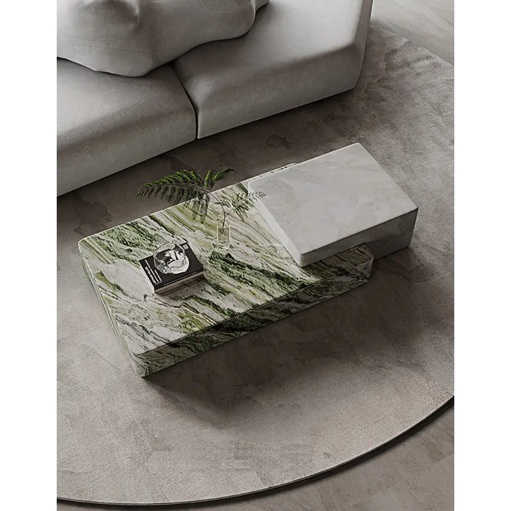 Giuli Marble Coffee Table Set Stone