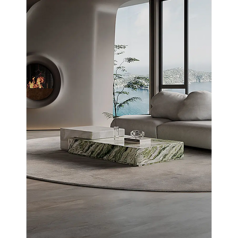Giuli Marble Coffee Table Set Stone