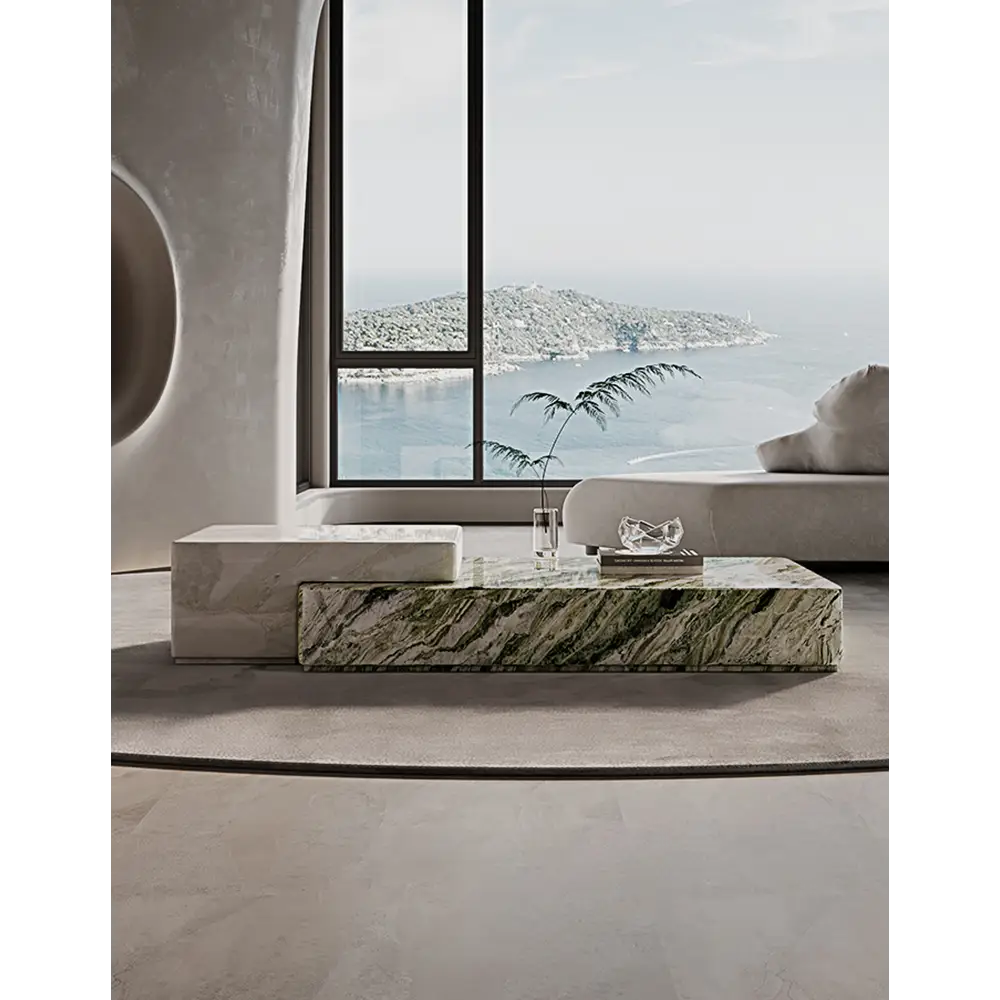 Giuli Marble Coffee Table Set Stone