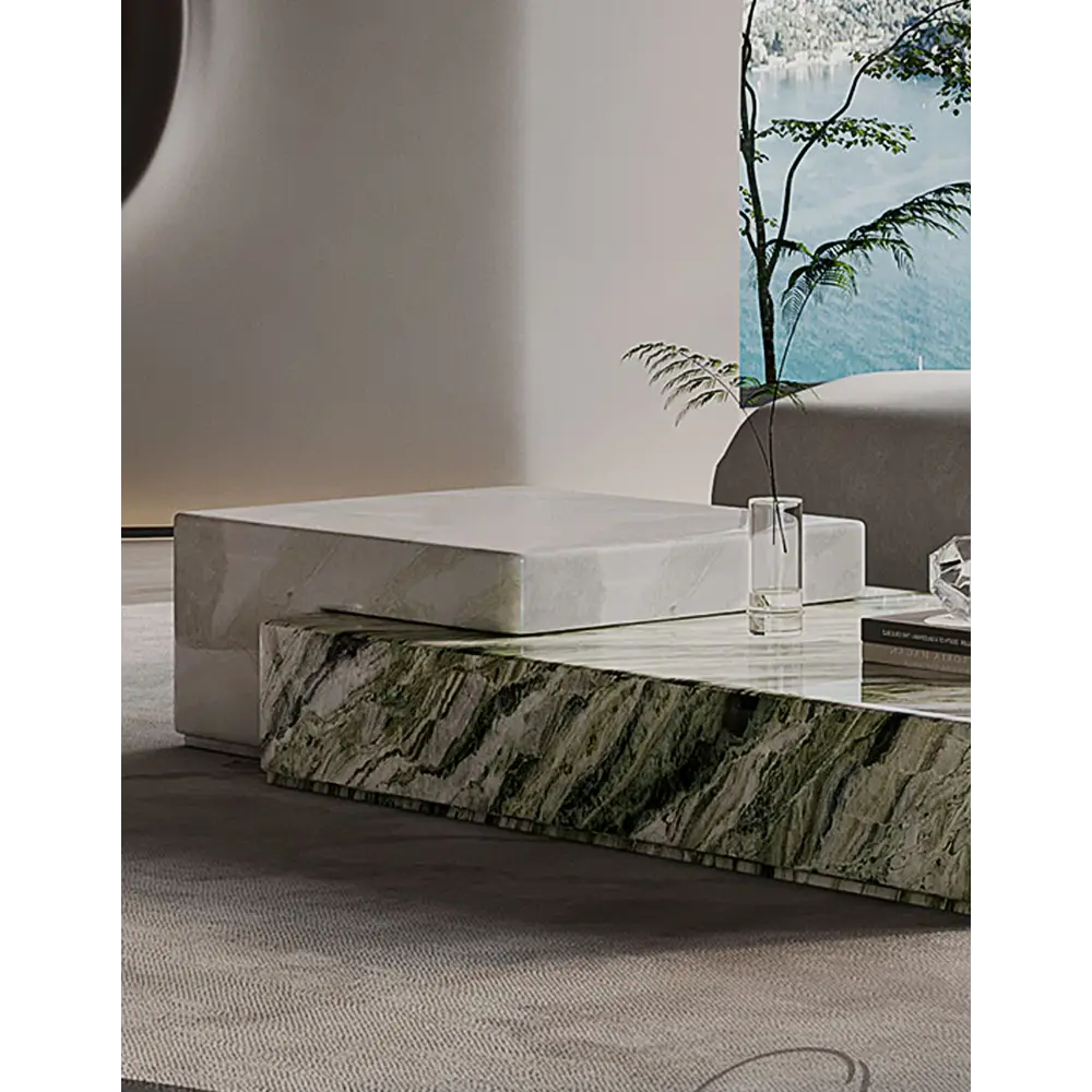 Giuli Marble Coffee Table Set Stone