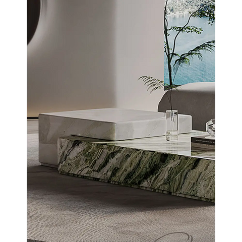 Giuli Marble Coffee Table Set Stone