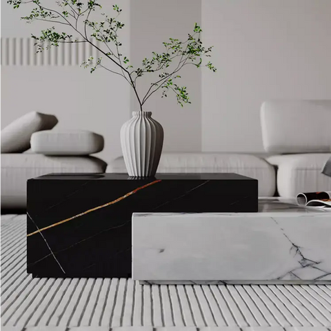 Giuli Marble Coffee Table Set, Stone｜ DC Concept