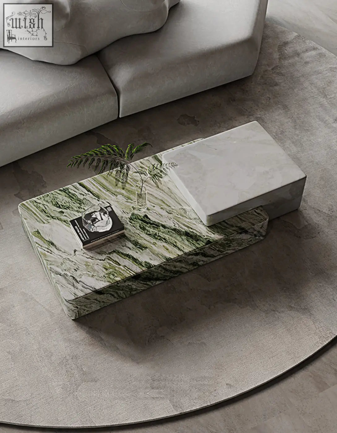 Green and white marble coffee table from giuli marble coffee table set with sleek modern design stone material