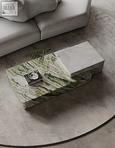 Green and white marble coffee table from giuli marble coffee table set with sleek modern design stone material