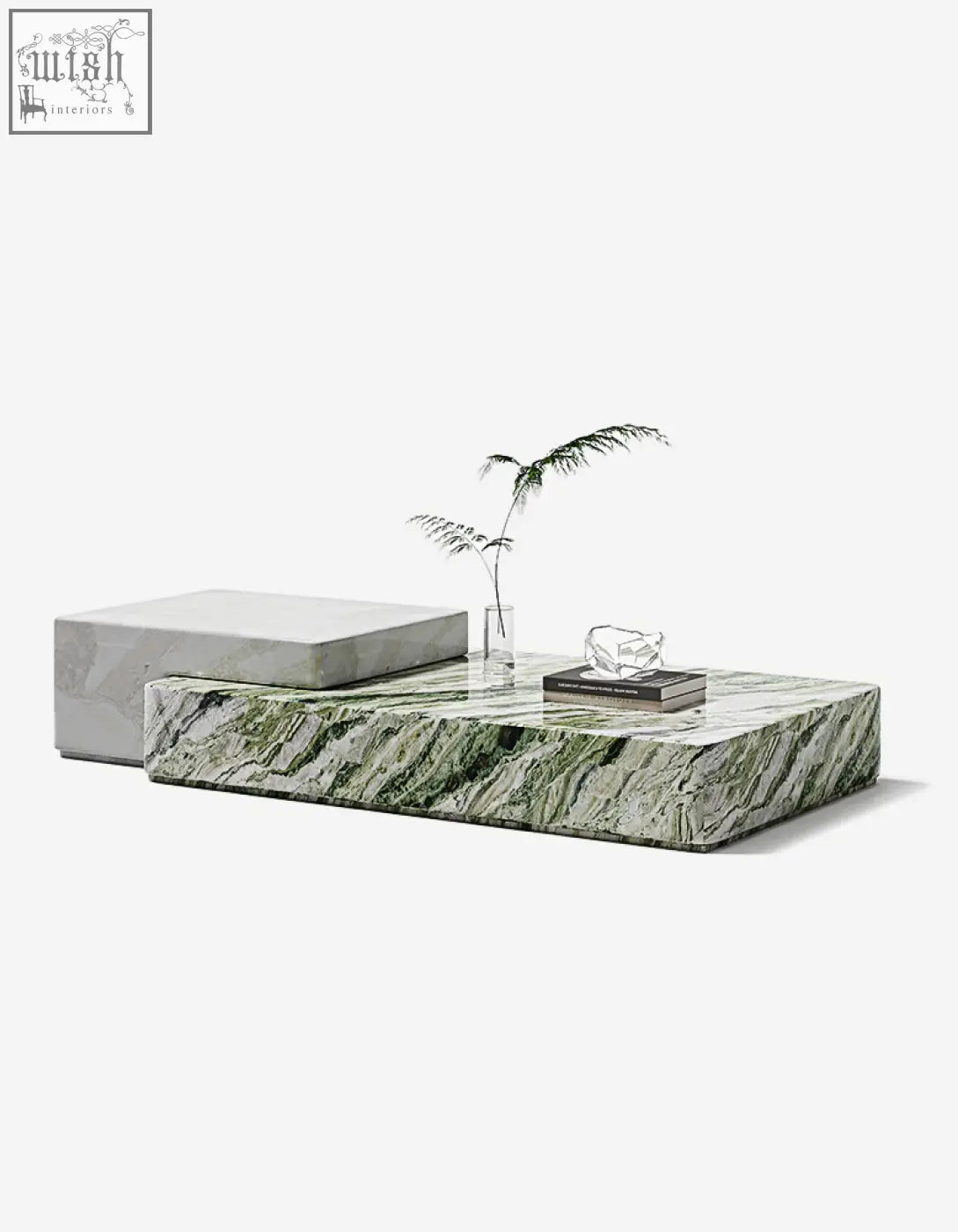 Giuli marble coffee table set stone with green and white marble coffee table featuring a sleek modern design