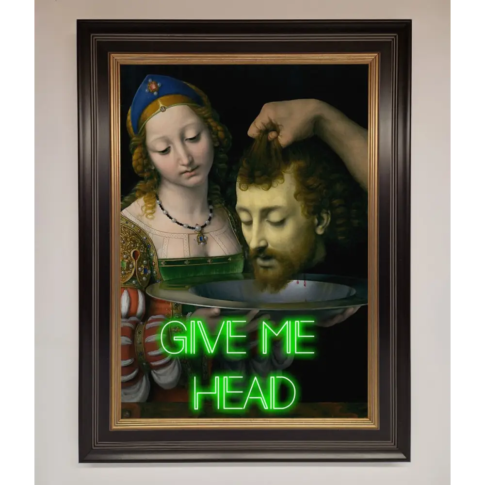 Give Me Head Renaissance Framed Poster - A3 (29.7 x 42 cm) / Black Gold - Framed Print
