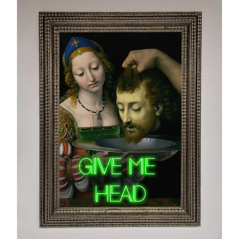 Give Me Head Renaissance Framed Poster - A3 (29.7 x 42 cm) / Ornate Silver - Framed Print