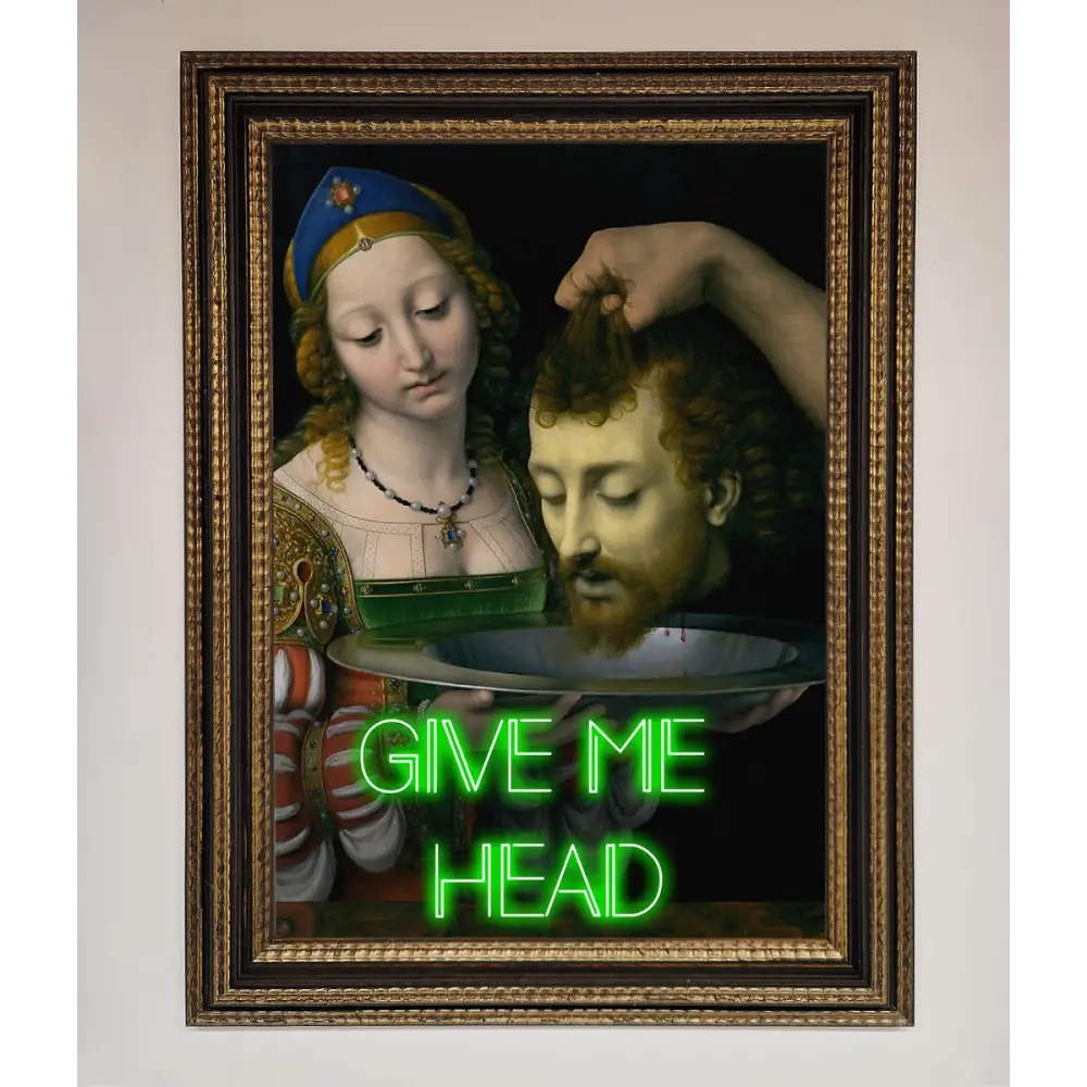 Give Me Head Renaissance Framed Poster - A3 (29.7 x 42 cm) / Ornate Gold Black - Framed Print