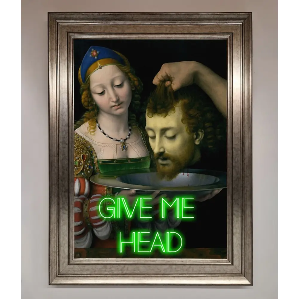 Give Me Head Renaissance Framed Poster - A3 (29.7 x 42 cm) / Silver - Framed Print