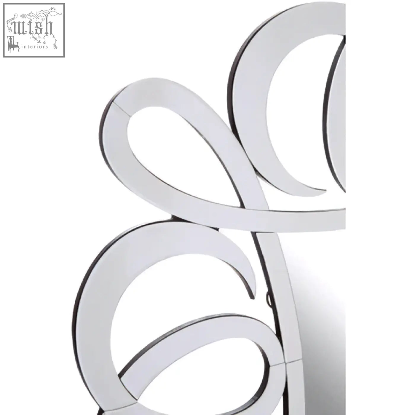 Silver curved wall mirror from the gladis range featuring a sleek modern design perfect for any space