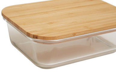 Clear glass container with bamboo lid 1040ml perfect for kitchen storage and food freshness