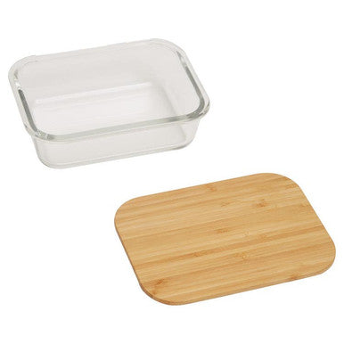 Clear glass container with bamboo lid 1040ml rectangular storage jar by freska perfect for kitchen organization
