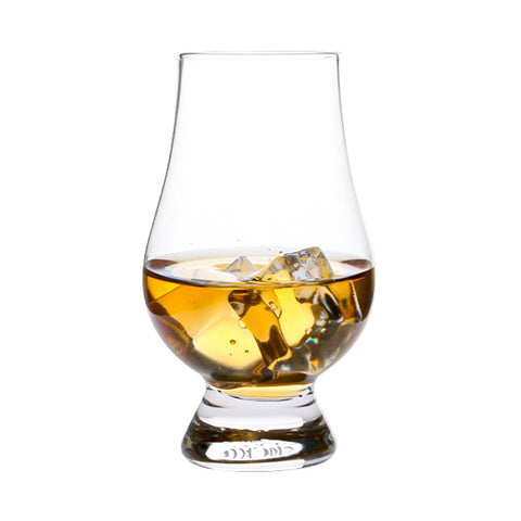 Clear glass glencairn whisky tasting glass 170ml with wide bowl and amber whisky for perfect whisky tasting