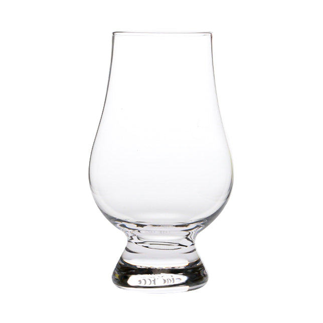 Clear glass glencairn whisky tasting glass with wide curved bowl and sturdy base ideal for whisky tasting