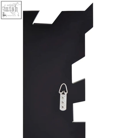Black castle-shaped wall mirror with silver hook and three details for glitzy small square wall mirror hanging