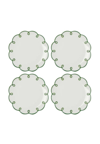 Glorious Green Scalloped Side Plates - Set of 4