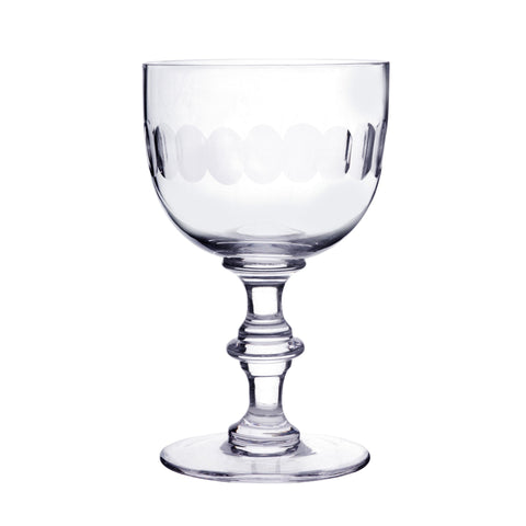 A Set Of Four Crystal Wine Goblets with Lens Design