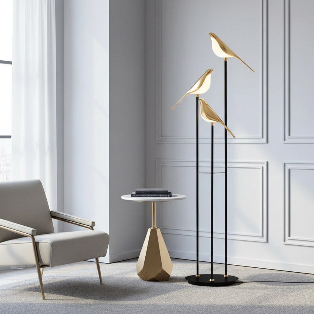 Gold Bird LED Floor Lamp for Bedroom