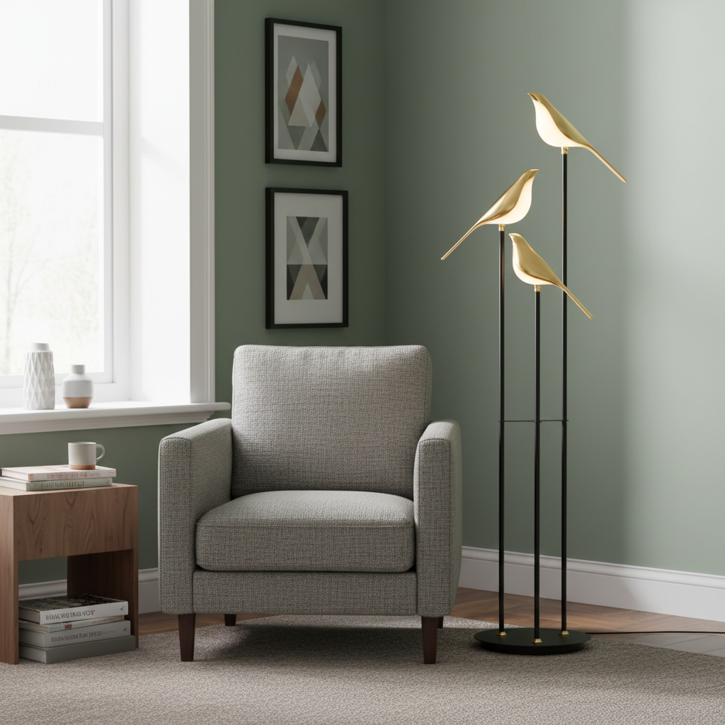 Gold Bird LED Floor Lamp for Bedroom