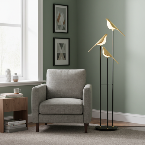 Gold Bird LED Floor Lamp for Bedroom