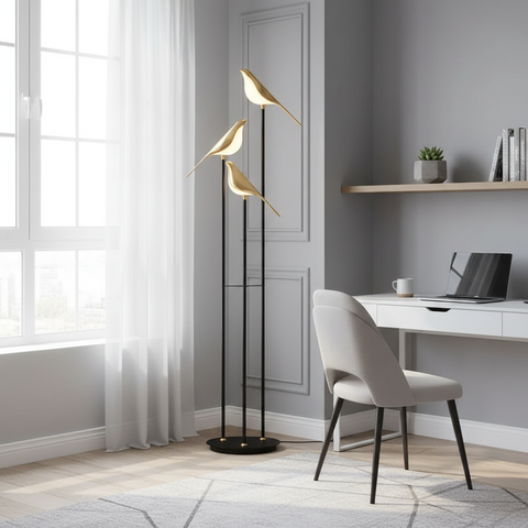 Gold Bird LED Floor Lamp for Bedroom
