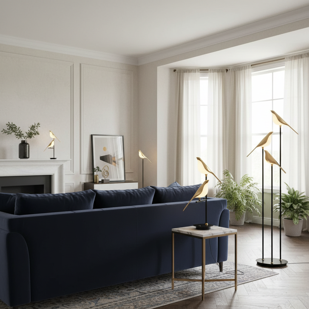 Gold Bird LED Floor Lamp for Bedroom