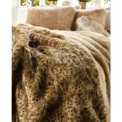Gold Civet Faux Fur Throw