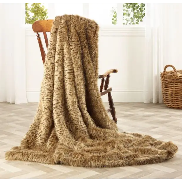 Gold Civet Faux Fur Throw