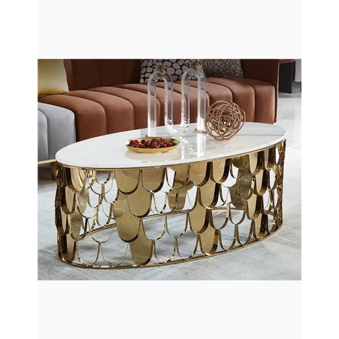 Gold Nesting Coffee Table, Marble｜ DC Concept