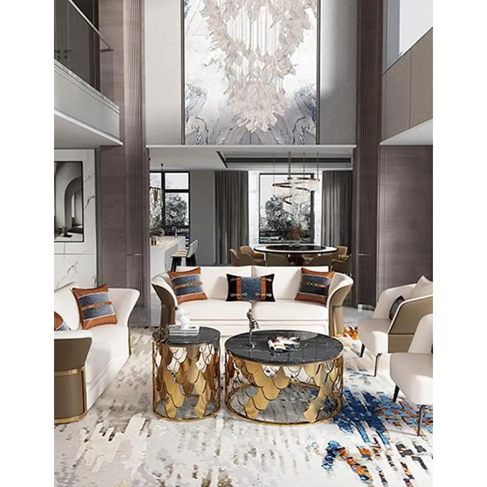 Gold Nesting Coffee Table, Marble｜ DC Concept