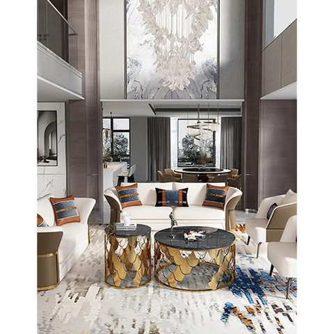 Gold Nesting Coffee Table, Marble｜ DC Concept