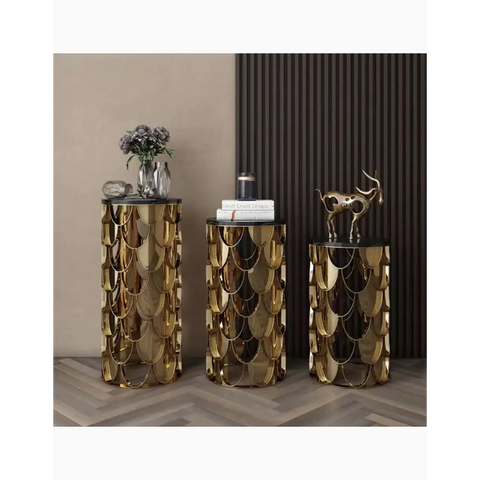 Gold Nesting Coffee Table, Marble｜ DC Concept