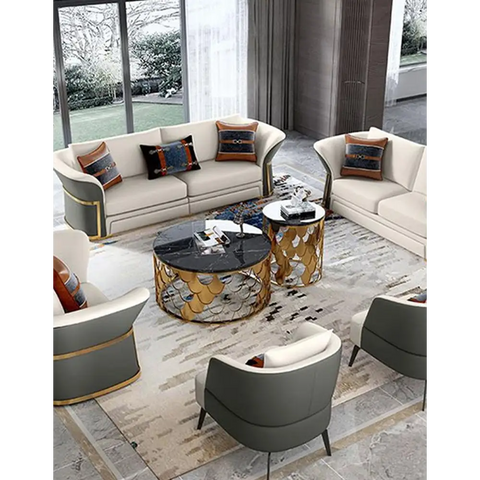 Gold Nesting Coffee Table, Marble｜ DC Concept