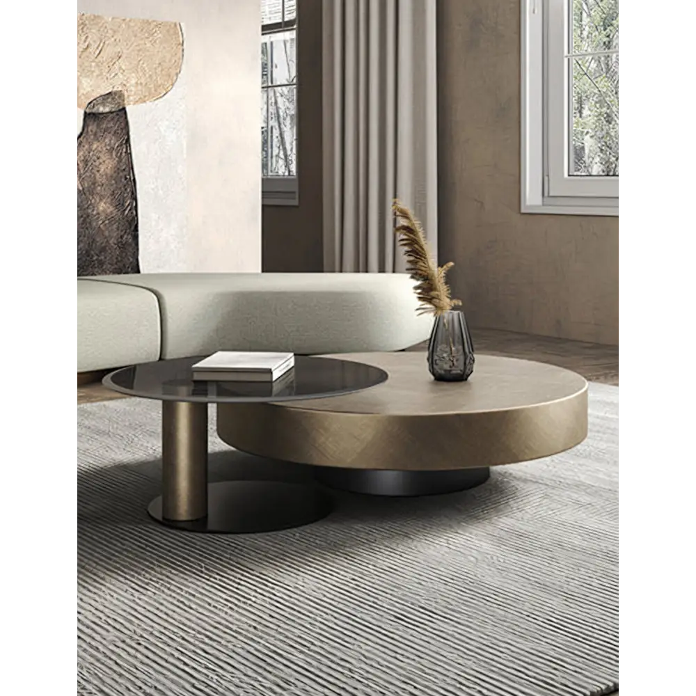 Gold Nesting Coffee Table With Black Side Table