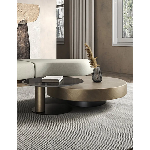 Gold Nesting Coffee Table With Black Side Table