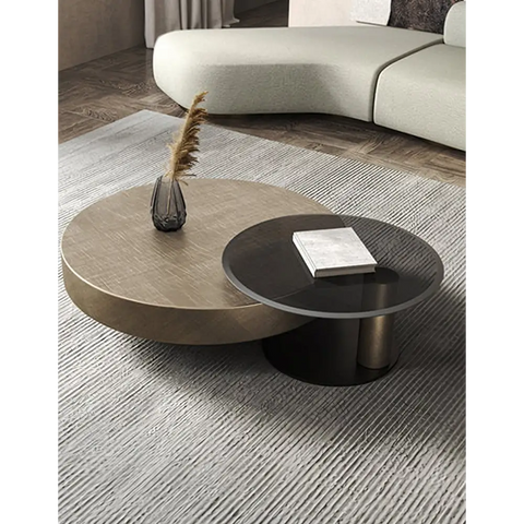 Gold Nesting Coffee Table With Black Side Table