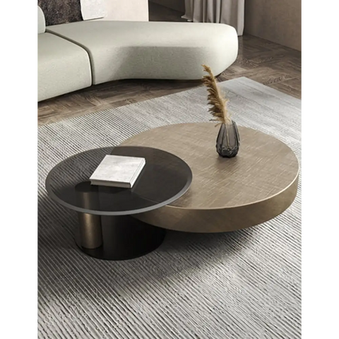 Gold Nesting Coffee Table With Black Side Table