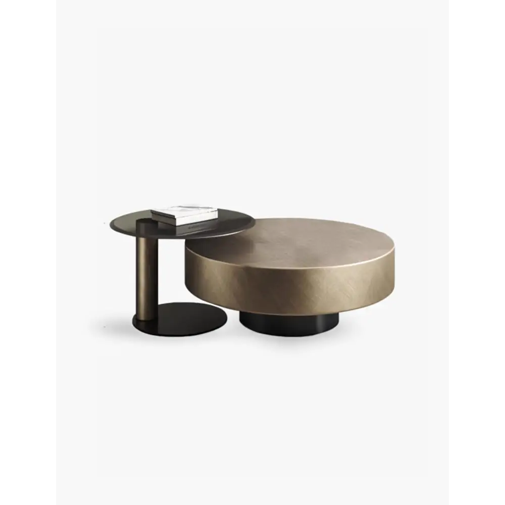 Gold Nesting Coffee Table With Black Side Table