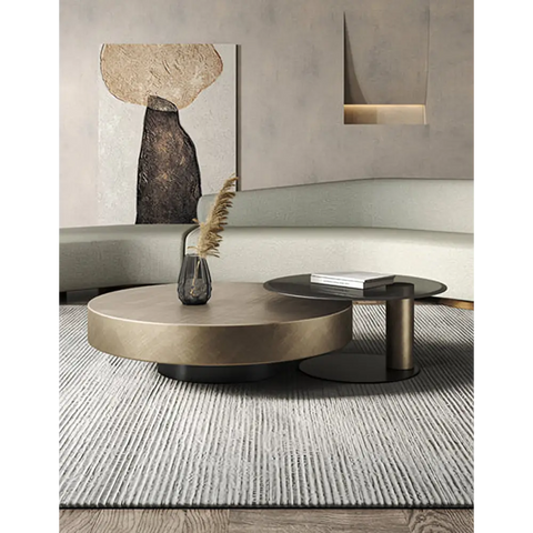 Gold Nesting Coffee Table With Black Side Table