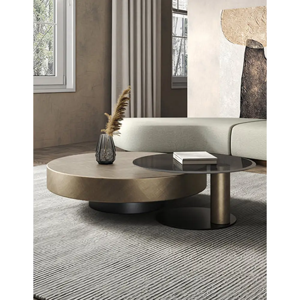 Gold Nesting Coffee Table With Black Side Table